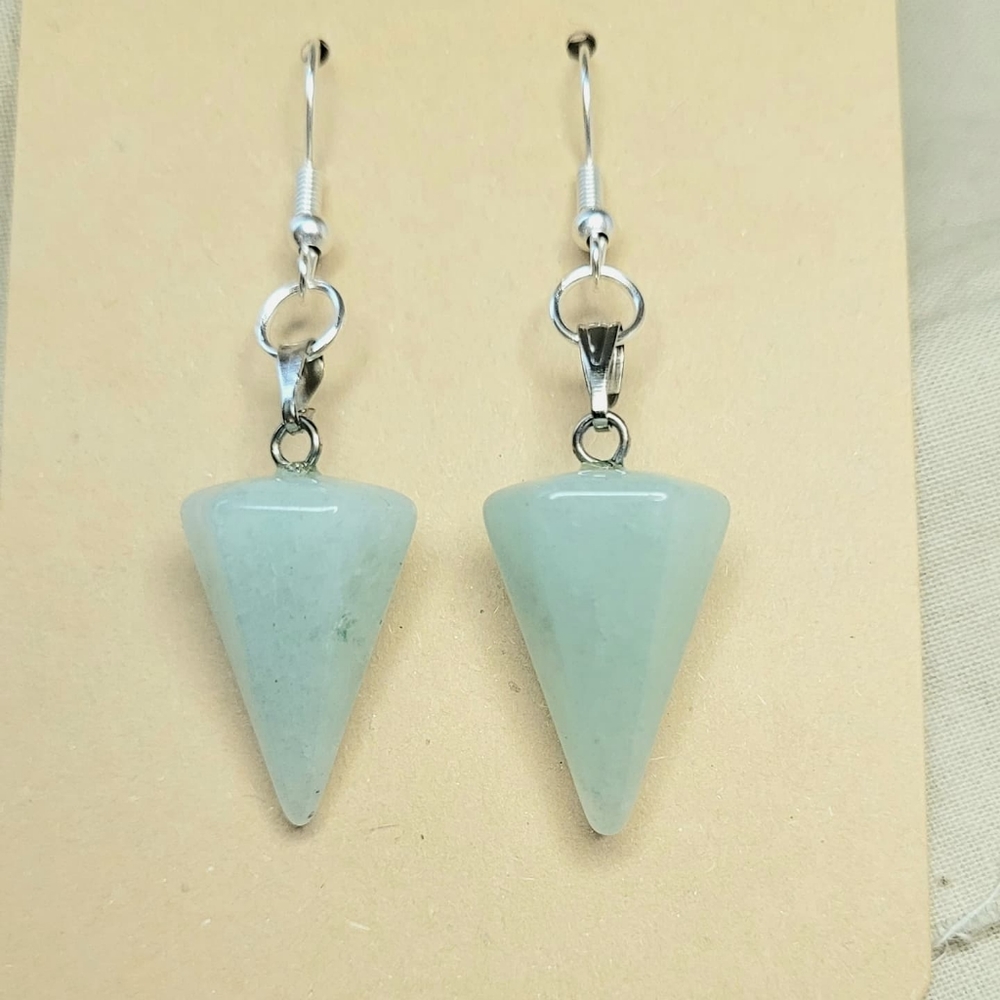 Green aventurine gemstone cone earrings